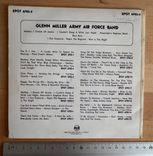 Glenn Miller Army Air Force Band - Cover RCA EPOT 6702-5 - Single 6702-4 Vinyl