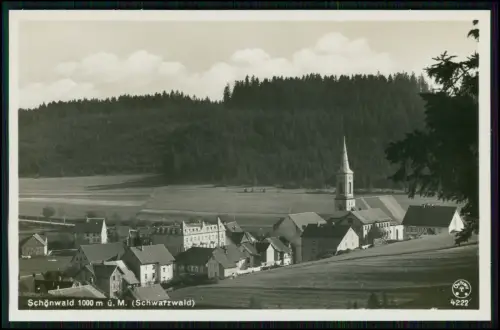 Foto AK - Schönwald im Schwarzwald - Blick auf das Dorf mit Kirche St. Anton