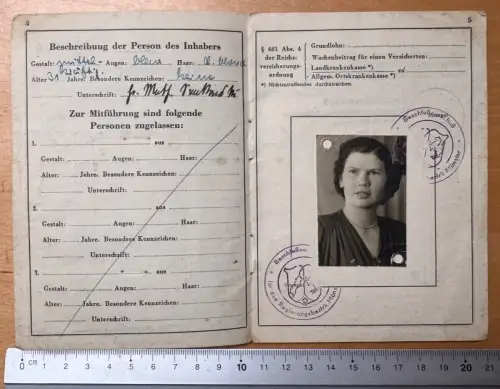 Weiblich Passfoto Ausweis Münster i. W.  Wandergewerbeschein Vordruck B Inländer