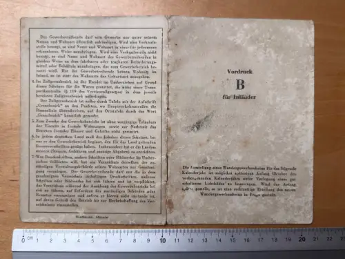 Weiblich Passfoto Ausweis Münster i. W.  Wandergewerbeschein Vordruck B Inländer