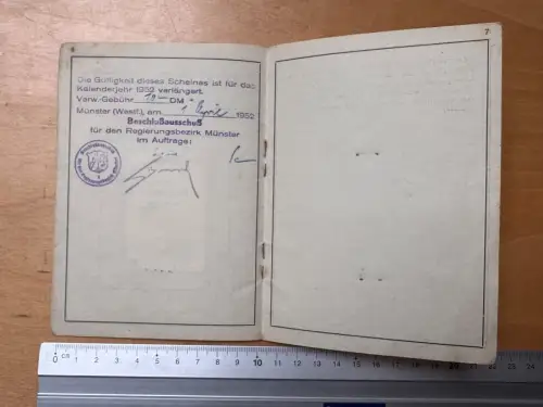 Weiblich Passfoto Ausweis Münster i. W.  Wandergewerbeschein Vordruck B Inländer