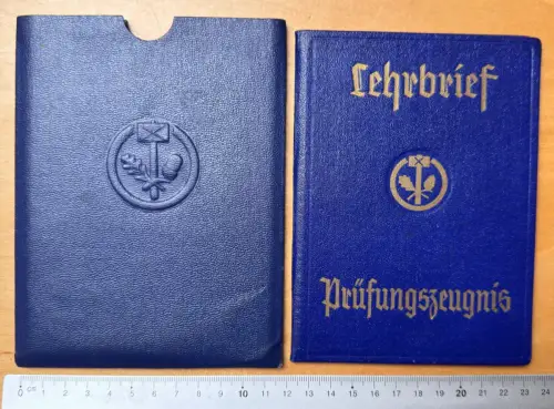 Kamen 1940 Tischler Lehrbrief mit Steckhülle - Prüfungszeugnis Ingo Gockel Unna