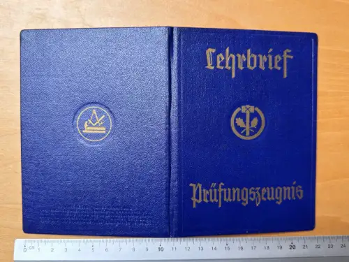 Kamen 1940 Tischler Lehrbrief mit Steckhülle - Prüfungszeugnis Ingo Gockel Unna