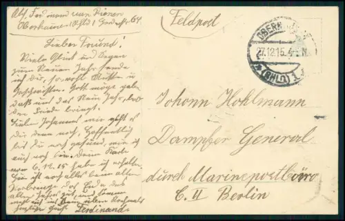 AK Frau in Uniform mit Hufeisen - Oberhausen 1915 Feldpostkarte mit Neujahrsgruß