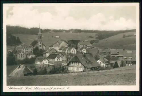 AK - Schönwald Schwarzwald - Ansicht Dorfkern mit Häuser und Kirche St. Antonius