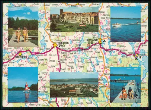 AK Mrągowo, Biskupiec und Sorkwity Masuren Polen - farbenprächtige Mehrbildkarte