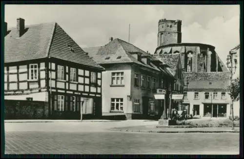Foto AK - Beeskow Mark Frankfurter Straße mit St Marienkirche DDR 1965 gelaufen