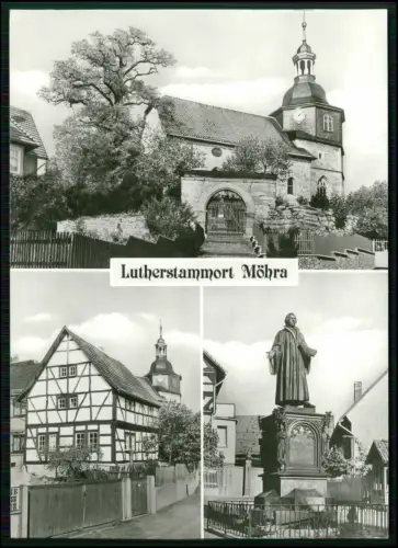 Foto AK - Möhra Bad Salzungen Wartburgkreis - Kirche u. Lutherhaus Lutherdenkmal