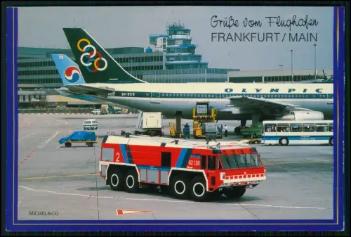 Foto AK - Frankfurt Main - Flughafen Olympic Airways Airbus SX-BEB Löschfahrzeug