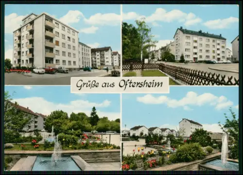 AK Oftersheim Schwetzingen Mehrbildkarte Wohnsiedlung Brunnen Garten Architektur