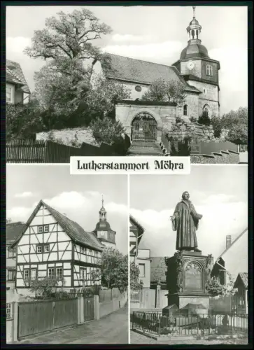 Foto AK - Möhra Kirche Lutherhaus Lutherdenkmal Thüringen Martin Luther Stammort