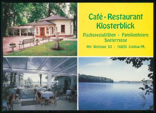 Foto AK Lindow Mark Café Restaurant Klosterblick Wutzsee Seeterrasse Brandenburg