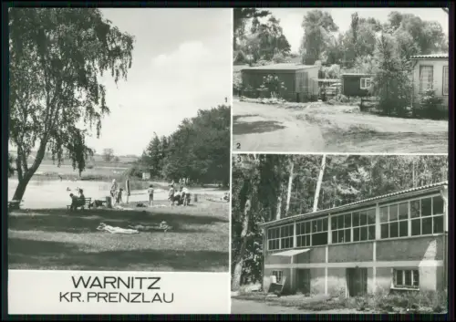 Foto AK - Warnitz Oberuckersee - Kr. Prenzlau DDR - Freibad Bungalows Konsum See