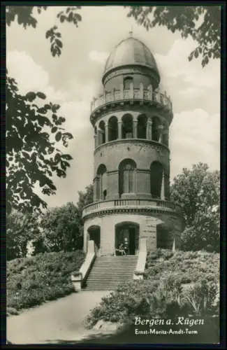 Foto AK - Bergen auf Rügen - Ernst-Moritz-Arndt-Turm - Aufnahme DDR Graphokopie