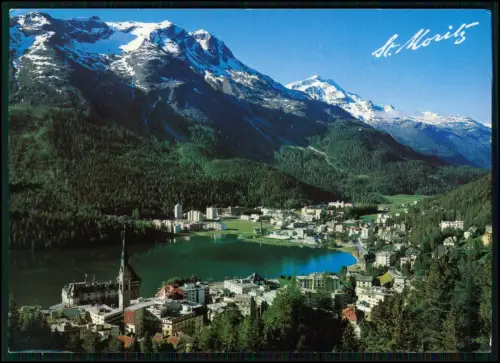 Foto AK - St. Moritz Engadin Schweiz mit Piz Rosatsch & Piz Corvatsch - Bergsee
