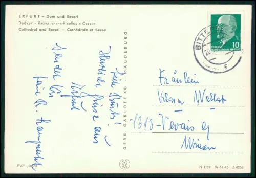 Foto AK - Erfurt Domplatz mit Dom und Severikirche - Thüringen alte Aufnahme DDR