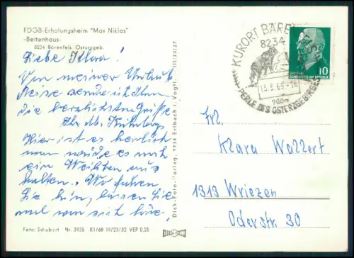 Foto AK - Bärenfels Erzgebirge FDGB Erholungsheim Max Niklas 1950er Fichtelberg