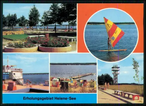 AK - Frankfurt Oder Helene-See DDR - Strand Promenade Aussichtsturm Windsurfer