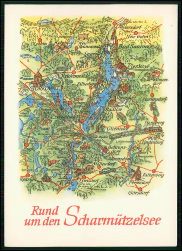 AK - Bad Saarow Landkarte der DDR Rund um den Scharmützelsee Brandenburg 1970er