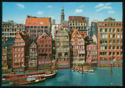 2x AK Hamburg Nicolaiﬂeet Altstadt mit Boote Speicherhäuser St. Michaelis Kirche