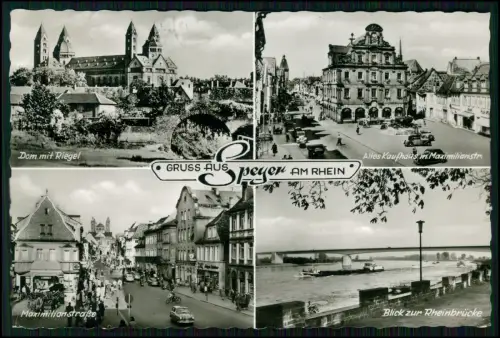 Foto AK - Speyer am Rhein - Dom Maximilianstraße Rheinbrücke Altes Kaufhaus 1964