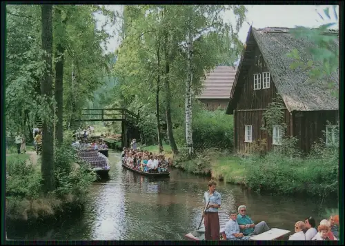 2x AK Spreewald Lübbenau Kahnfahrt Fließ Holzhaus Tracht Boot Touristen DDR 1973