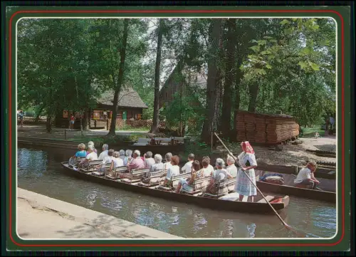 2x AK Spreewald Lübbenau Kahnfahrt Fließ Holzhaus Tracht Boot Touristen DDR 1973