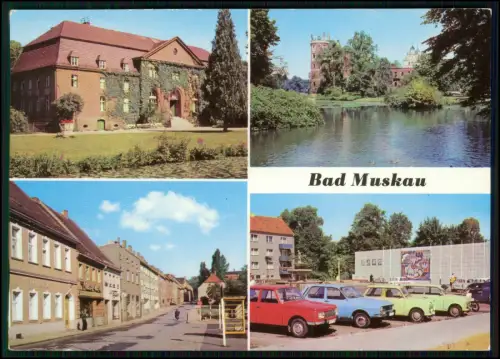 Foto AK - Bad Muskau DDR 1970er - Trabant 601, Wartburg 353 und Simson-Moped