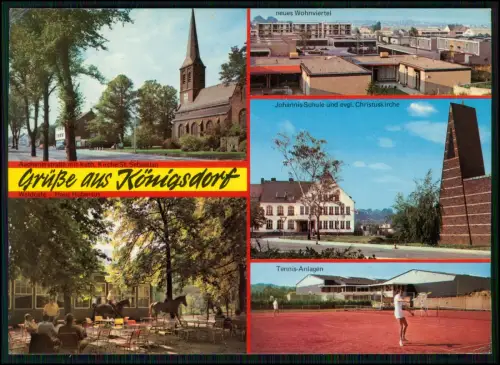 Foto AK - Königsdorf Königsdorf bei Frechen - Kirche Tennisanlage Johannisschule