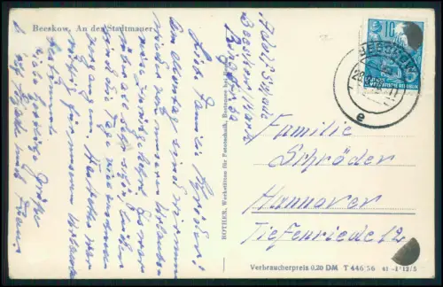 Foto AK - Beeskow Oder-Spree - alte Stadtmauer Wehrturm Kopfsteinpflasterstraße