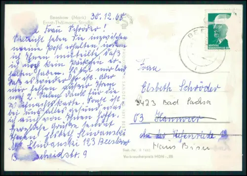 3x Foto AK - Beeskow Oder-Spree - Ernst-Thälmann-Straße - Geschäfte Bürgerhäuser