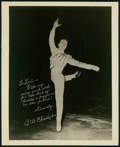 Originalfoto 25x21cm - Eisrevue Widmung und Autogramm von Bill Christopher 1963