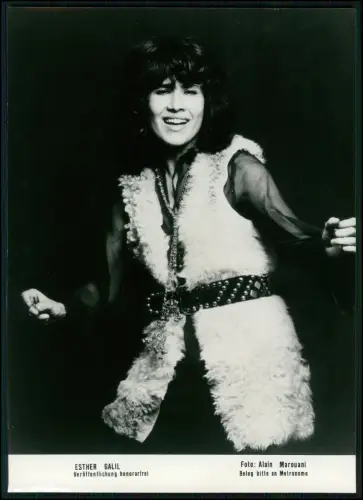 Paris Esther Galil - original Pressefoto 1970er Sängerin Alain Marouani 18x13cm