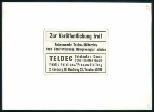 Hamburg - Wyn Hoop u. Andrea Horn - DECCA Pressefoto 1970er Musiker Paar 18x13cm