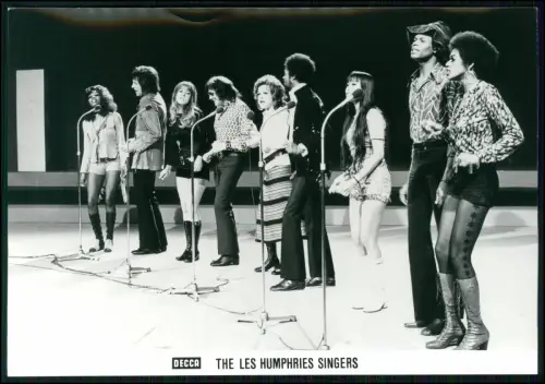 The Les Humphries Singers Decca Original Pressefoto 1971 Pop Gospel Soul 18x13cm