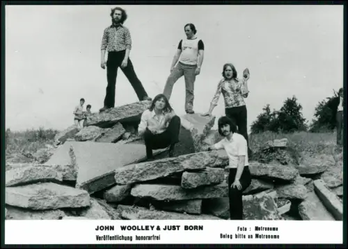 John Woolley & Just Born – Original Pressefoto 1970er deutsche Rockband  18x13cm