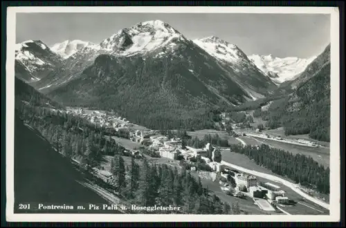 Echt Foto AK - Pontresina Engadin Schweiz - mit Piz Palü - und Roseggletscher