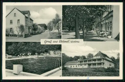 AK - Steimel Westerwald - Dorfstraße Gasthof - Lindenallee Straßencafé - Freibad