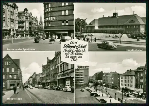 2x AK - Wanne-Eickel Herne Ruhrgebiet - Hauptbahnhof Sparkasse Hauptstraße u.a.