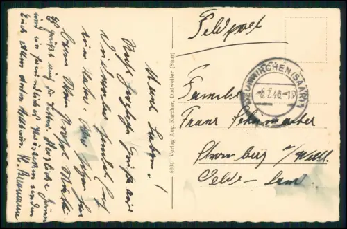 AK - Panorama Dudweiler Saarbrücken Saar -  im Saarland - 1940 Feldpost gelaufen