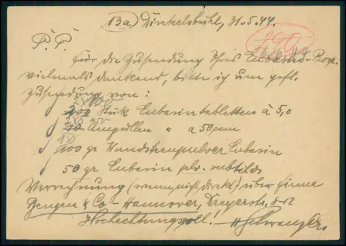 4x Postkarte Ganzsache Apotheke Stempel St. 1944 gelaufen viel Handschrift Info