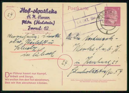 4x Postkarte Ganzsache Apotheke Stempel St. 1944 gelaufen viel Handschrift Info