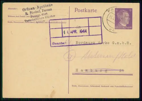 5x Postkarte Ganzsache Apotheke Stempel St. 1944 gelaufen viel Handschrift Info