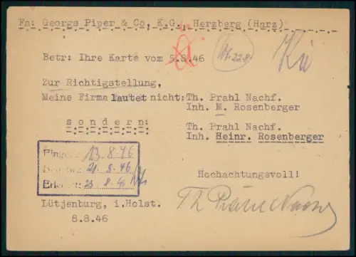 6x Duisburg Ruhrort Esslingen Eschede Lütjenburg 1946 1947 AM Post 2 5 6 8 10 Pf