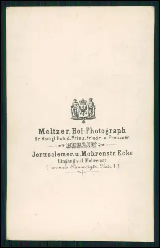 CDV Foto BERLIN Porträt Mann im Atelier um 1875 Meltzer Hof-Photograph Preussen