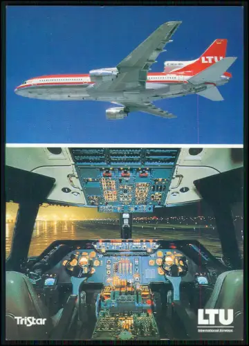 2x Düsseldorf LTU TriStar L-1011-500 Cockpit Lockheed Dreistrahler Flugzeugkarte