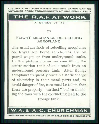 14x Serie Churchman’s Cigarettes The R.A.F. at Work 1939 Royal Air Force England