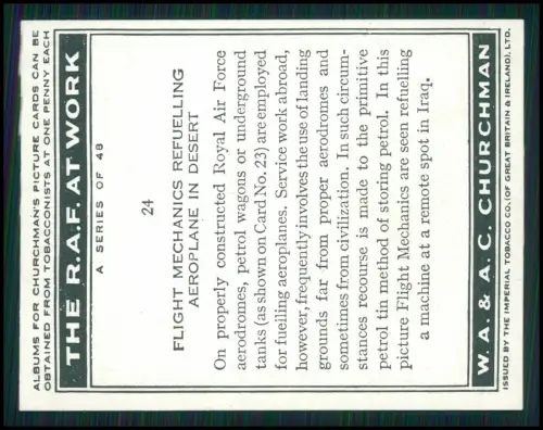 14x Serie Churchman’s Cigarettes The R.A.F. at Work 1939 Royal Air Force England