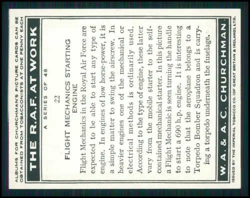 14x Serie Churchman’s Cigarettes The R.A.F. at Work 1939 Royal Air Force England
