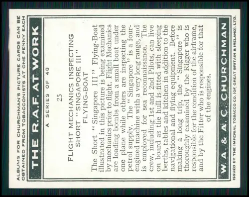 14x Serie Churchman’s Cigarettes The R.A.F. at Work 1939 Royal Air Force England